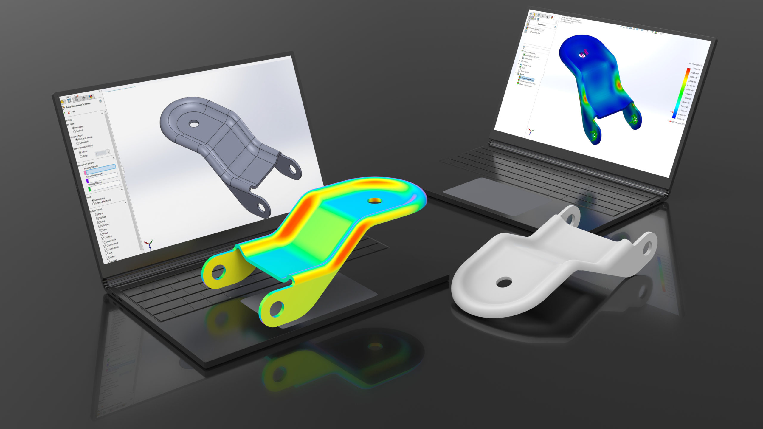 3D rendering - computer aided design mechanical part finite element analysis